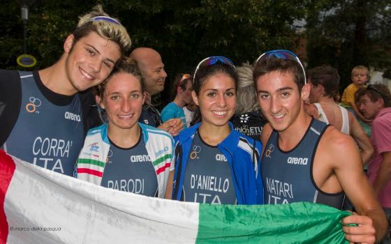 Marco Corrà, Federica Parodi, Cecilia D'Aniello e Riccardo Natari d'oro a squadre nel duathlon europeo