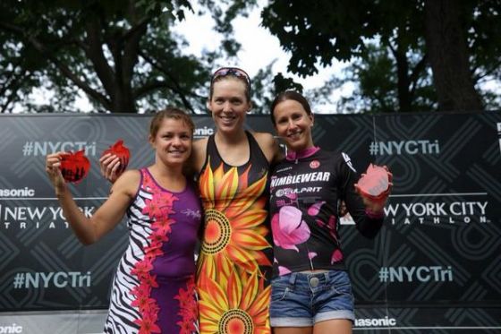 Il podio femminile del New York City Triathlon 2014