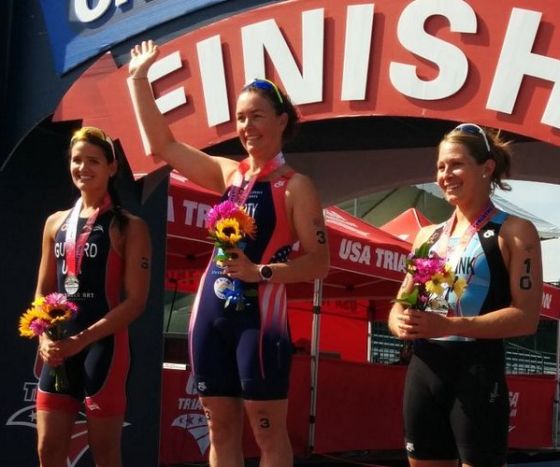 Il podio femminile dell'USA Triathlon Super Series Milwaukee 2014