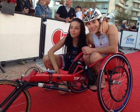 Irene Riviera e Rita Cuccuru al traguardo dei Campionati Italiani Paratriathlon 2014 di Riccione