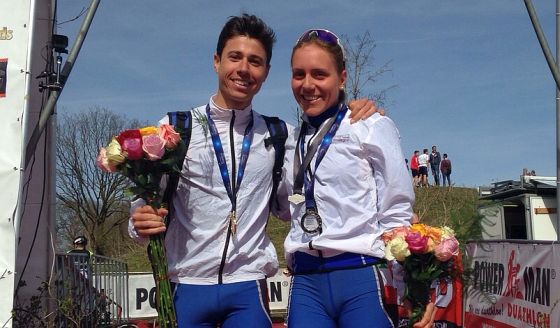 Alberto Della Pasqua, oro, e Giorgia Priarone, argento, agli Europei di duathlon sprint 2015 in Olanda