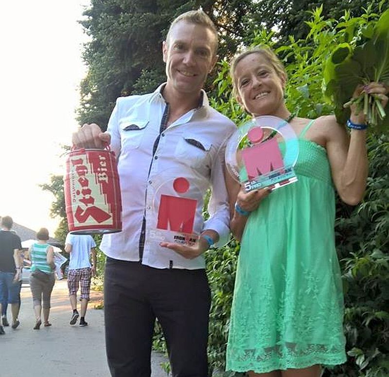 Martina Dogana e Massimo Cigana dopo le premiazioni dell'Ironman Austria 2015