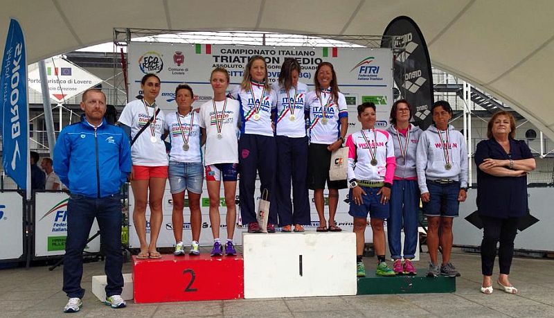 Grazie a Erika Csomor, Martina Dogana e Sara Tavecchio il Forhans Team si laurea campione d'Italia a squadre 2015 di triathlon medio