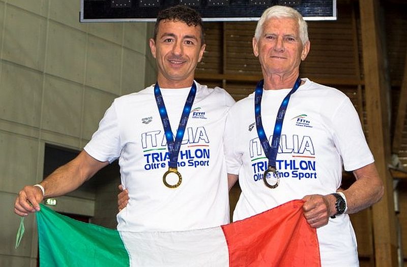 Alfio Bulgarelli, oro, e Francesco Fiori, argento, agli Europei di triathlon sprint di Lisbona 2016 (Foto: FITri.it)
