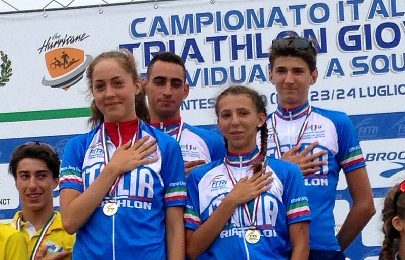 I neo campioni d'Italia Juionr di triathlon a squadre 2016 della Silca Ultralite Triathlon