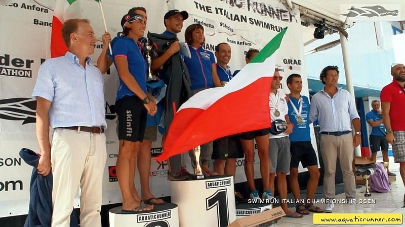 Il podio di Aquaticrunner 2016, valido come Campionato Italiano Swimrun