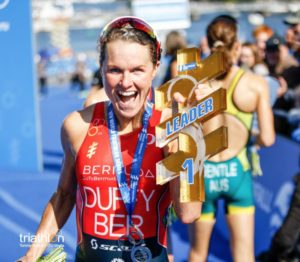 Flora Duffy vince anche l'ITU World Triathlon Stockholm 2017, portando a cinque i suoi successi in tappe WTS di quest'anno (Foto ©triathlon.org)