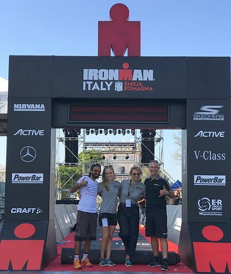 Daddo, Lisa, Veronica e Paul al sound check del 1° Ironman Italy Emilia Romagna