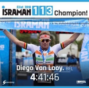 Fermando il cronometro a 4:41:46 Diego Van Looy ha vinto l'Israman 2018, distanza 113