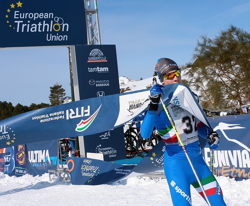 Alberto Rabellino vince la medaglia d'oro tra gli Junior agli Europei di Winter Triathlon 2018 sull'Etna (Foto: ETU)