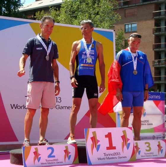 Dino Beretta d'argento nel triathlon sprint ai World Master Games Torino 2013