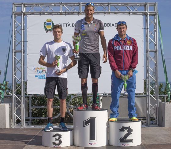 Il podio maschile del triathlon sprint di Lignano 2013