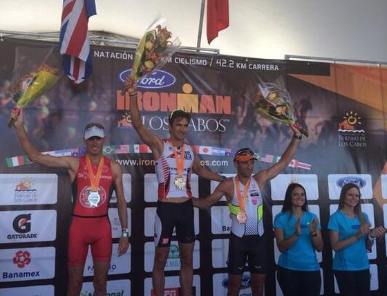 Il podio maschile dell'Ironman Los Cabos 2014