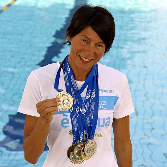 La campionessa di nuoto master Valeria Vergani all'Iron Tour Italy