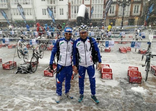 Giuseppe Lamastra e Daniel Antonioli agli Europei Winter Triathlon Reinosa 2015