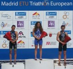 Il podio femminile del Madrid Triathlon 2015