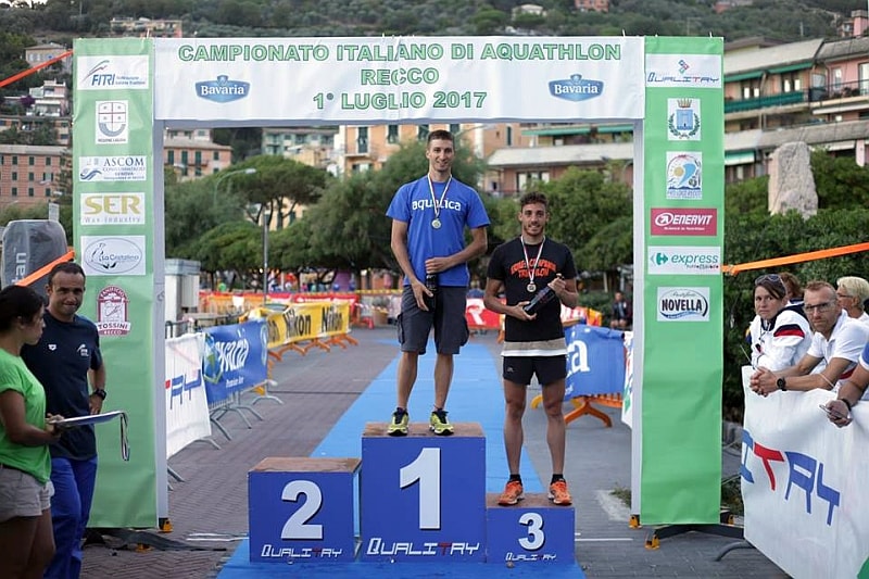 Nicolò Simonigh vince il titolo italiano di Aquathlon 2017 a Reccon nella categoria Senior 1