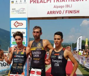 I top 3 del Triathlon Sprint Silca Cup 2017: Sergiy Kurochkin, Nicolò Ragazzo e Michelangelo Parmigiani (Foto ©Silca Ultralite Triathlon)