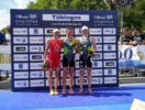 Il podio femminile del Triathlon Bundesliga Tubingen: Emma Jackson, Anne Haug e Laura Lindemann (Foto ©Triathlon Bundesliga)