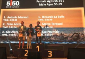 I migliori tre uomini e donne cat. 55-59 del 1° 5i50 Cervia Triathlon Emilia Romagna, disputato il 24 settembre 2017