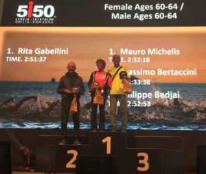 Le premiazioni dei top 3 uomini e donne cat. 60-64 del 5i50 Cervia Triathlon Emilia Romagna 2017