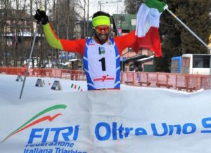 Domenica 4 febbraio 2018, sulle nevi di Asiago (VI), Giuseppe Lamastra (Trisports.it Team) si conferma Campione Italiano di winter triathlon (Foto ©FiTri)
