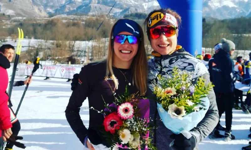 Le compagne di squadra del Granbike Torino, Sandra Mairhofer (1^) e Bianca Morvillo (2^) ai Campionati Italiani di winter triathlon 2019.