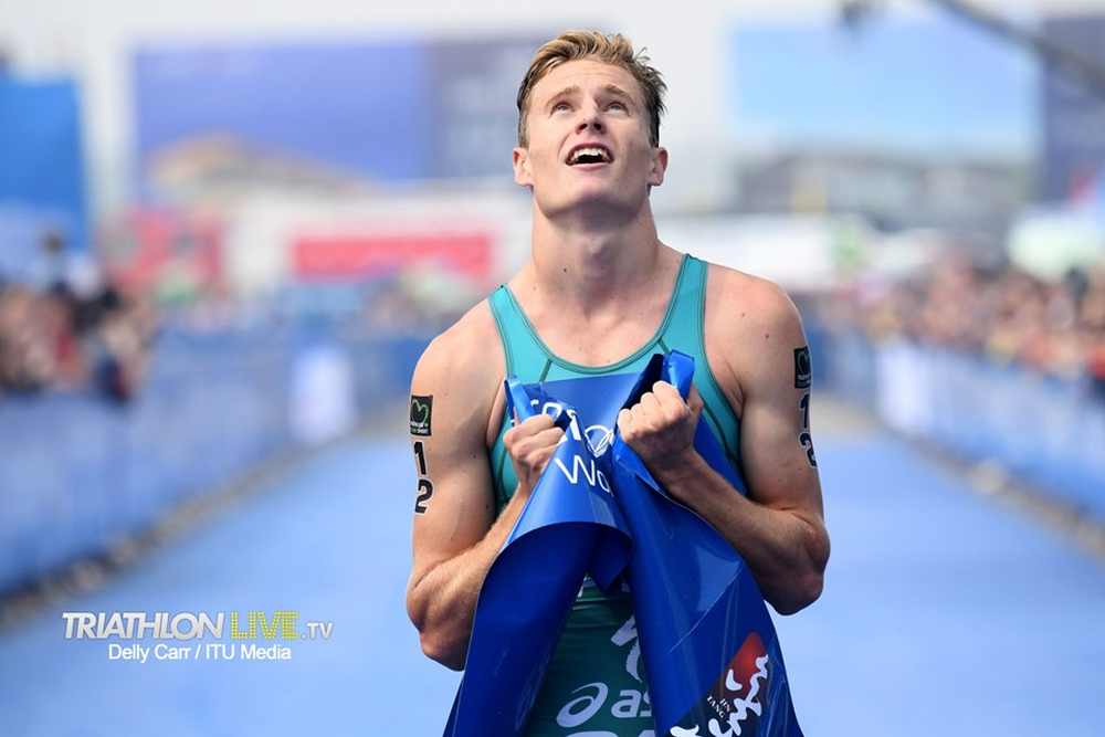L'australiano Matthew Hauser è il più veloce nella 6^ tappa dell'ITU Triathlon World Cup, corsa a Chengdu, in Cina l'11 e 12 maggio 2019 (Foto ©Delly Carr / ITU Media).
