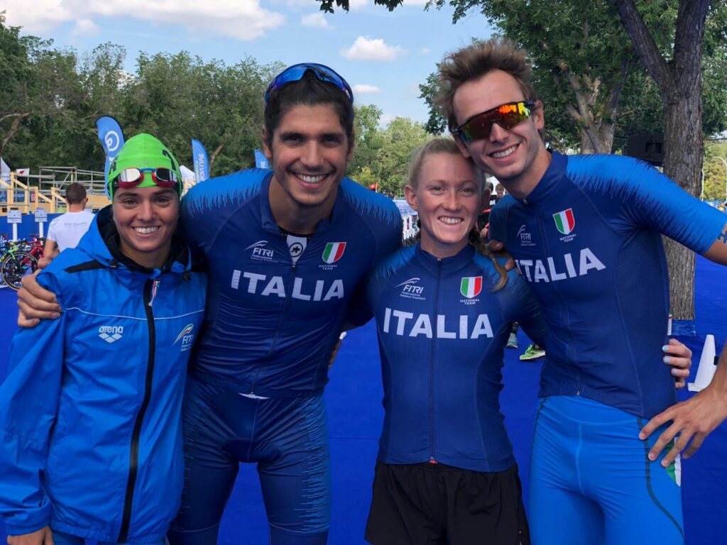 L'Italia, con Beatrice Mallozzi, Alessandro Fabian, Verena Steinhauser e Davide Uccellari, è ottima quinta nell'ITU World Triathlon Mixed Relay a Edmonton il 21 luglio 2019 (Foto ©FiTri).