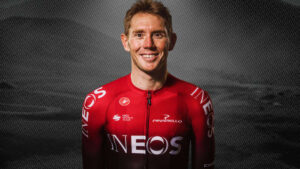 Cameron Wurf sorridente con la casacca del Team Ineos dell'UCI World, è stato ingaggiato per la stagione 2020Tour