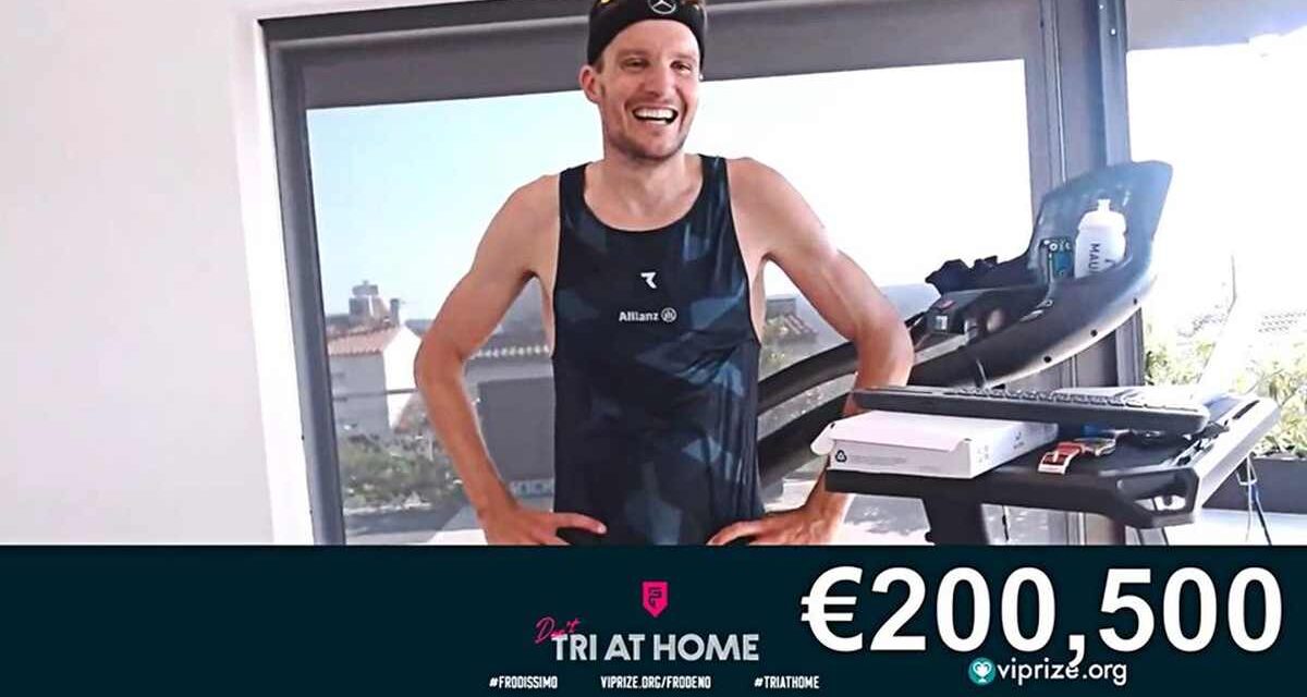 Jan Frodeno, l'11 aprile 2020, corre un Ironman in casa e raccoglie 200.500 euro che dona all'Ospedale di Girona (Spagna) impegnato nella lotta contro il Covid-19.