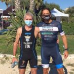 Il mito del triathlon italiano Danilo Palmucci ha partecipato al 1° Civitanova Triathlon del 6 settembre 2020, nella foto insieme a Daniele Arcari