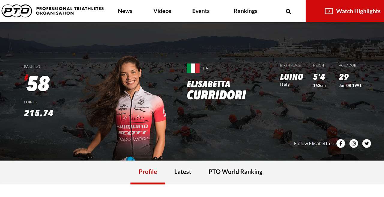 Elisabetta Curridori sulla pagina profilo PTO