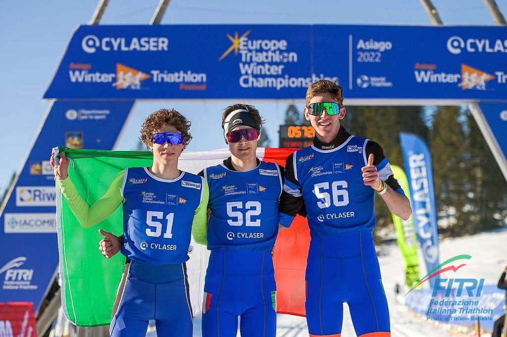 Tripletta azzurra Junior negli Europei di Winter Triathlon 2022 ad Asiago: oro per Lukas Lanzinger