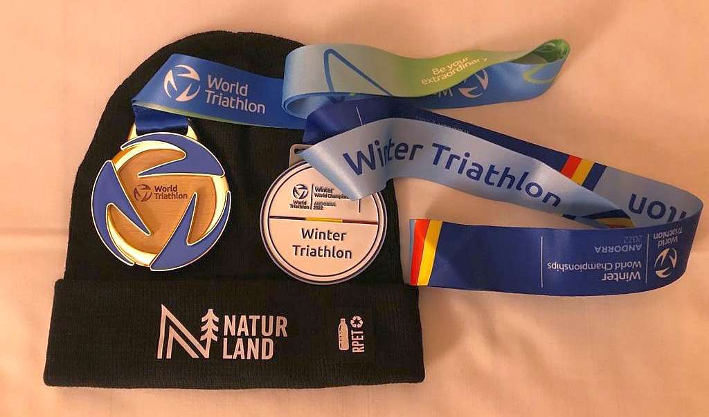 Le medaglie conquistare da Gherardo Mercati ai Mondiali di Winter Duathlon e Winter Triathlon di Andorra il 4 e 6 febbraio 2022