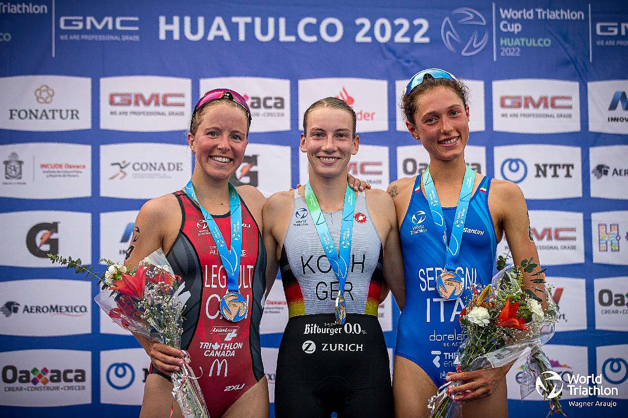 World Triathlon Cup Huatulco 2022, il podio femminile (Foto: World Triathlon)