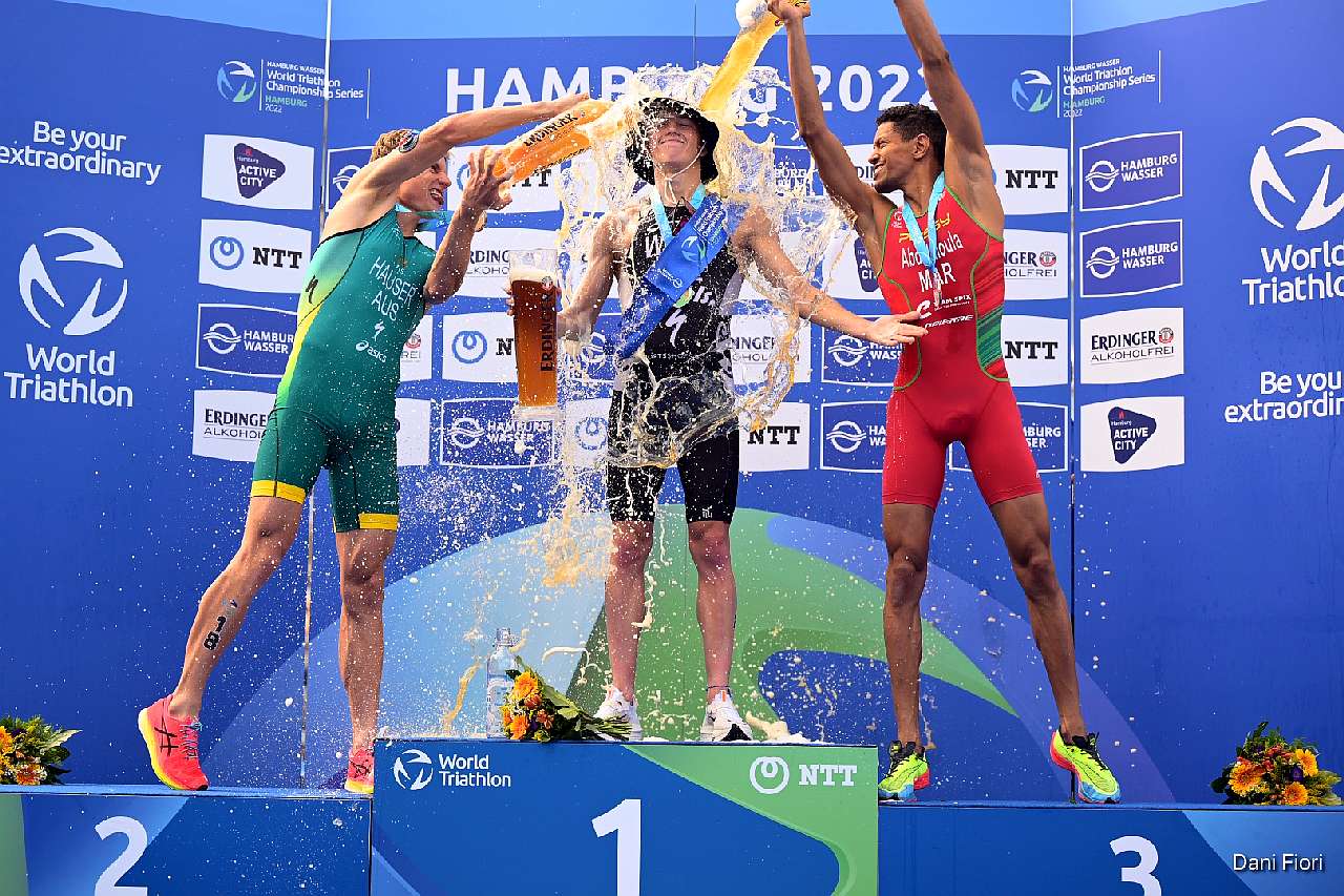 World Triathlon Championship Series Hamburg 2022: podio uomini, vince Hayden Wilde (Foto: Dani Fiori)