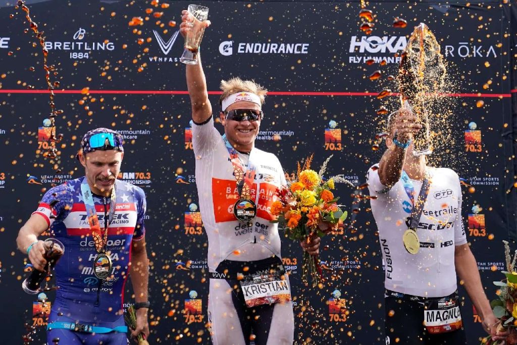 Il podio dell'Ironman 70.3 World Championship 2022: vince Kristian Blummenfelt