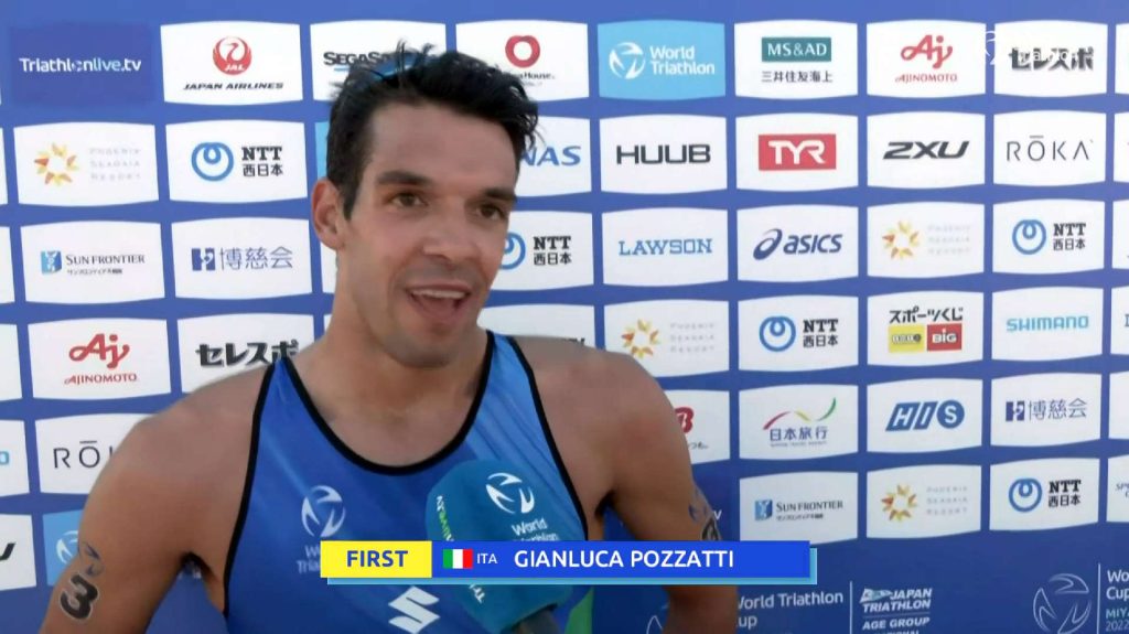 L'intervista post gara di Gianluca Pozzatti, vincitore della World Triathlon Cup Miyazaki 2022