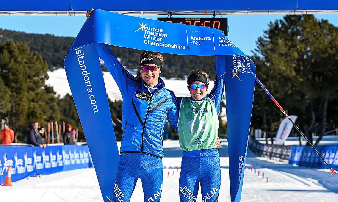Agli Europei Winter Triathlon 2023 di Andorra Sandra Mairhofer e Franco Pesavento vincono l'oro individuale e a squadre