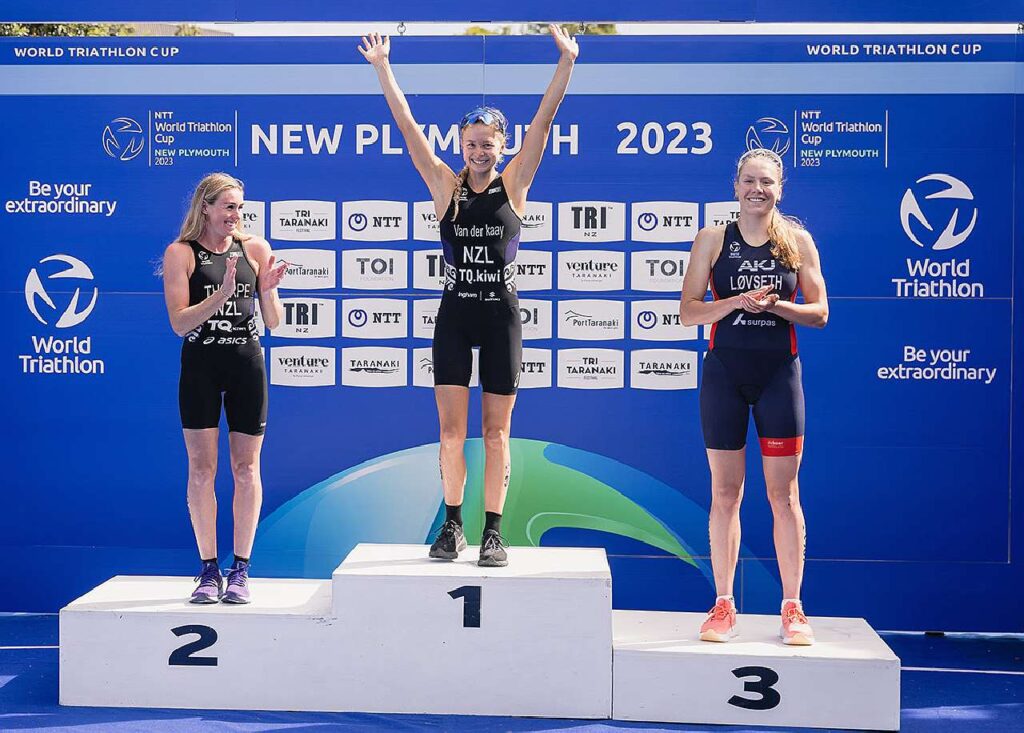 World Triathlon Cup New Plymouth 2023, il podio femminile: vince Nicole Van Der Kaay