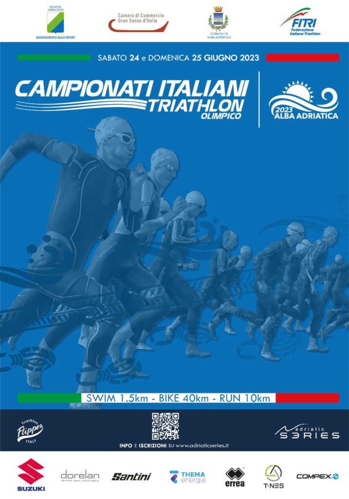 Locandina Campionati Italiani Triathlon Olimpico 2023 ad Alba Adriatica