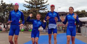 Il quartetto azzurro è 3° nella Mixed Relay di Napier 2024: Nicola Azzano, Ilaria Zane, Alessio Crociani e Sharon Spimi (Foto © Ben Lumley / World Triathlon)