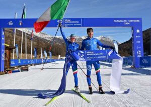 Sandra Mairhofer e Franco Pesavento sono iridati di Winter Triathlon Mixed Relay 2024 a Pragelato (Foto World Triathlon)